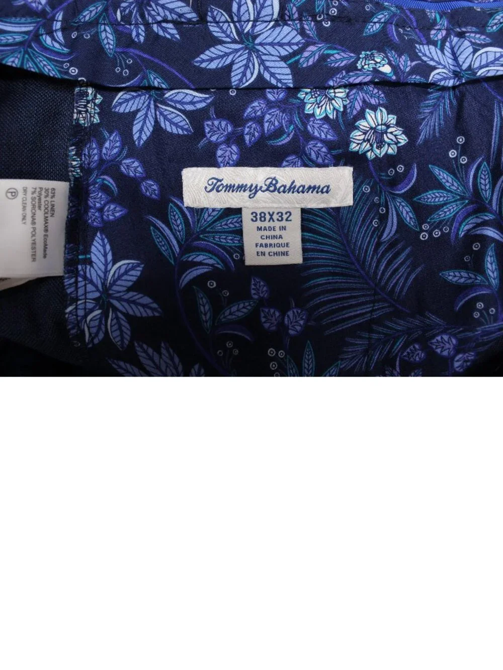 38x29 TOMMY BAHAMA REGULAR FIT FIT PANTS LINEN/POLYESTER NAVY Sz 38W x 29L